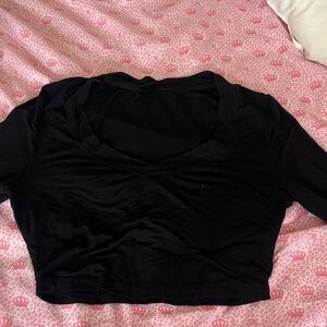SHEIN Black V-Neck Crop Top
